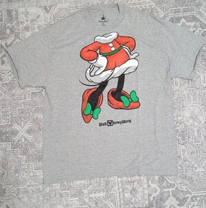 Disney Parks Christmas Minnie Mouse Mrs Claus Costume T-shirt Grey Adult  XL